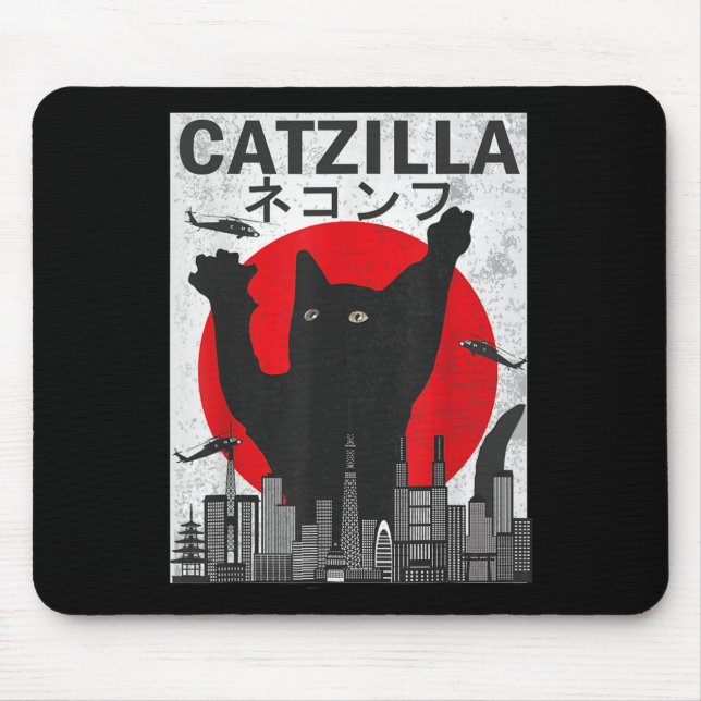 Vintage Catzilla Japansk Sunset Stil Cat Kitten Musmatta (Framsidan)