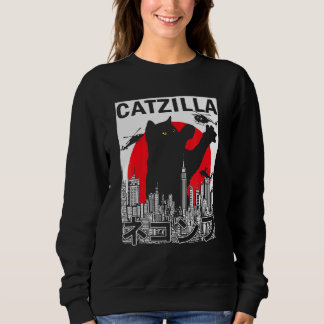 Vintage Catzilla Japansk Sunset Stil Cat Kitten T Shirt