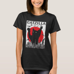 Vintage Catzilla Japansk Sunset Stil Cat Kitten T Shirt