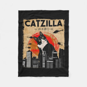 Vintage Catzilla Tee - Lusnyt Tuxedo Cat and Kitte Fleecefilt
