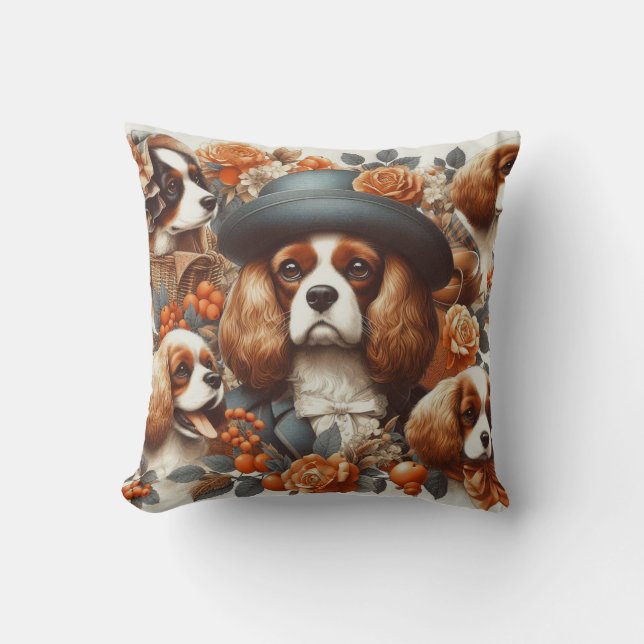 Vintage Cavalier Kung Charles Spain Painting Kudde (Framsida)