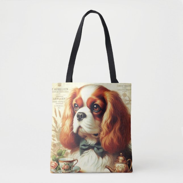 Vintage Cavalier Kung Charles Spain Painting Tygkasse (Framsida)