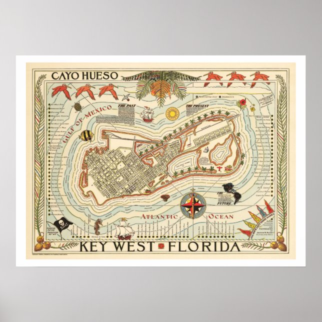 Vintage Cayo Hueso Travel Poster (Framsidan)