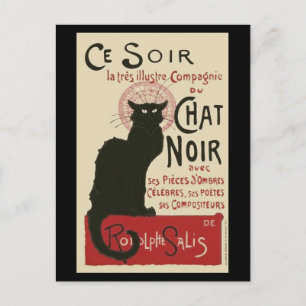 Vintage Ce Soir Le Chat Noir Affisch Vykort