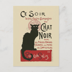 Vintage Ce Soir Le Chatta Noir Poster Vykort