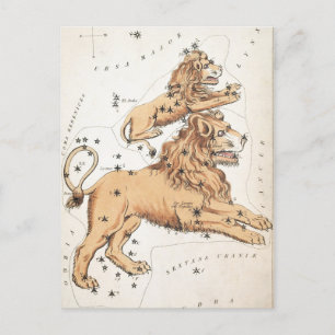 Vintage Celesstial Lejon Vykort