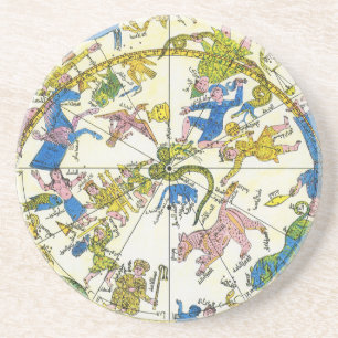 Vintage Celestial, Antique Constellation Stars Kar Underlägg Sandsten