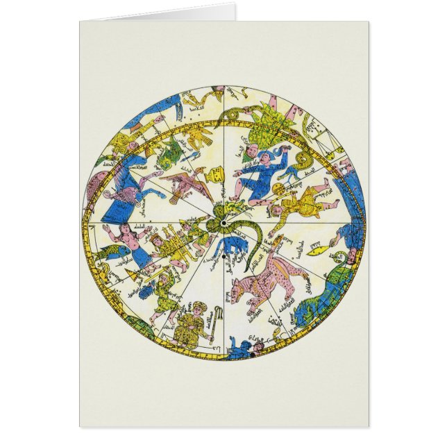 Vintage Celestial, arabisk sfär, konstellationer Hälsningskort (Framsidan)