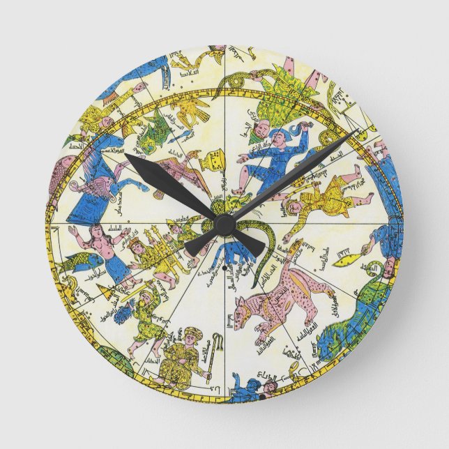 Vintage Celestial, arabisk sfär, konstellationer Rund Klocka (Framsida)