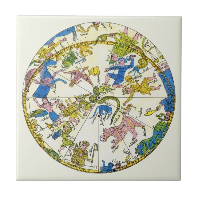 Vintage Celestial, arabisk sfär, stjärnbilder Kakelplatta (Framsidan)