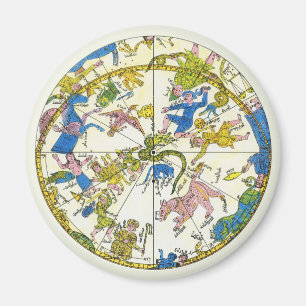 Vintage Celestial, arabisk sfär, stjärnbilder Magnet