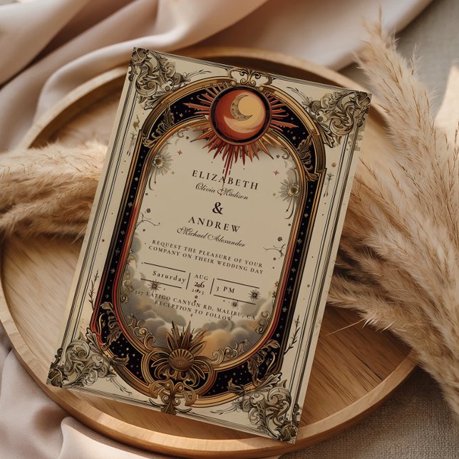 Vintage Celestial Art Nouveau Bröllop Inbjudningar (Skapare uppladdad)