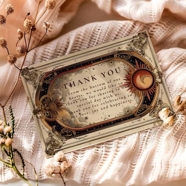 Vintage Celestial Art Nouveau Bröllop Tack Kort (Skapare uppladdad)