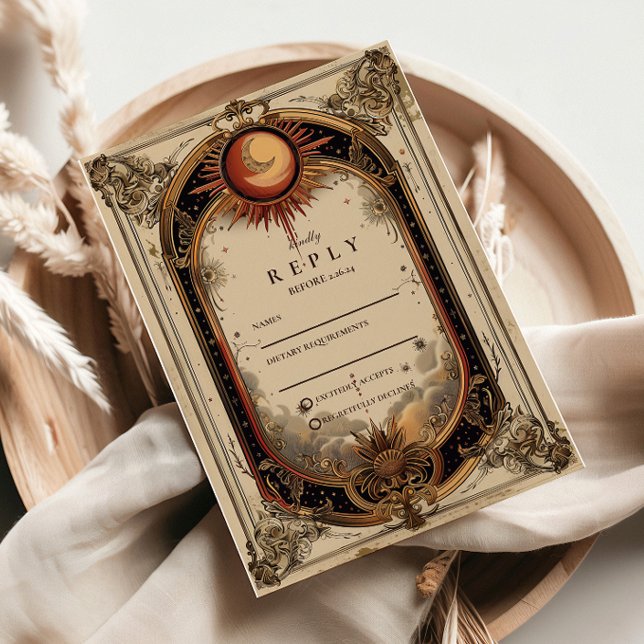 Vintage Celestial Art Nouveau Wedding OSA Kort (Skapare uppladdad)