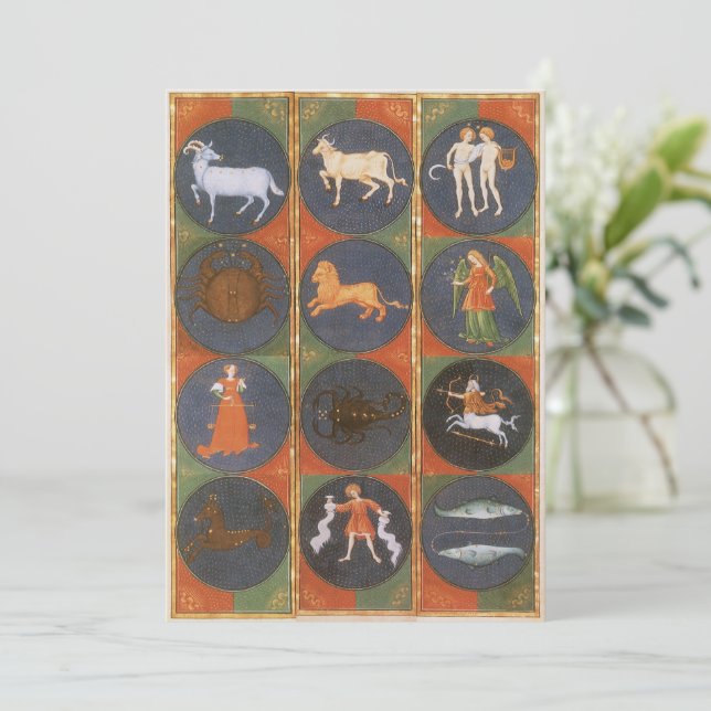 Vintage Celestial, Astrological Zodiac Chart, 1475 (Stående Fram)