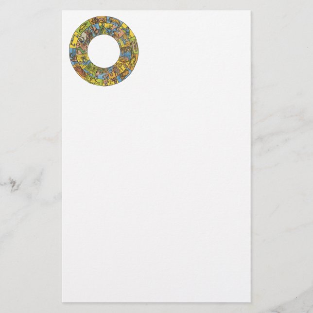 Vintage celestial, Astrological Zodiac Wheel Brevpapper (Framsida)