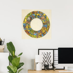 Vintage celestial, Astrological Zodiac Wheel Poster