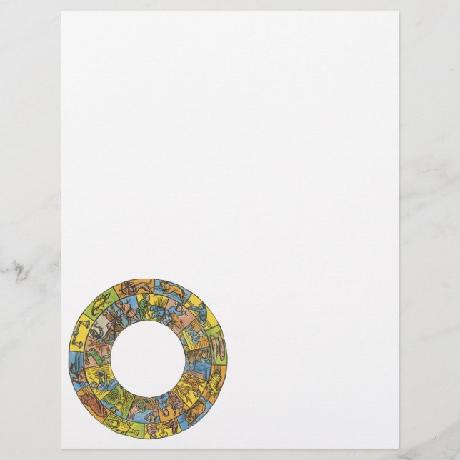 Vintage celestial, Astrological Zodiac Wheel Reklamblad (Framsidan)