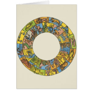 Vintage Celestial, Astrologisk Zodiak Hjul Hälsningskort