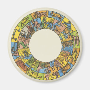 Vintage Celestial, Astrologisk Zodiak Hjul Magnet