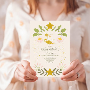 Vintage Celestial Botanical Baby Shower Inbjudningar