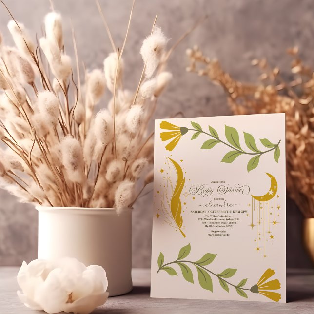 Vintage Celestial Botanical Baby Shower Inbjudningar (Skapare uppladdad)