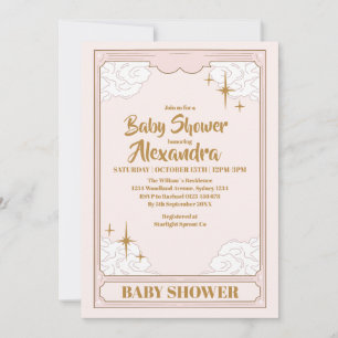 Vintage Celestial Botanical Baby Shower Inbjudningar