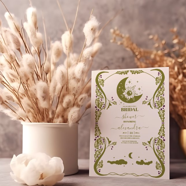 Vintage Celestial botanisk Möhippa Inbjudningar (Skapare uppladdad)