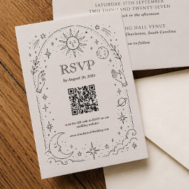 Vintage Celestial Bröllop Qr Code RSVP-kort Tilläggskort