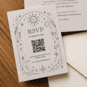 Vintage Celestial Bröllop Qr Code RSVP-kort Tilläggskort