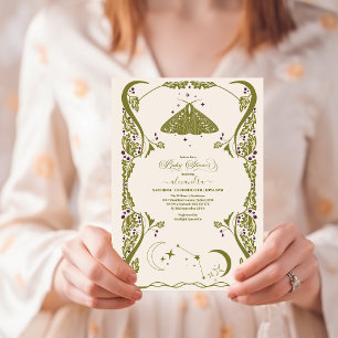 Vintage Celestial Butterfly Baby Shower Inbjudningar