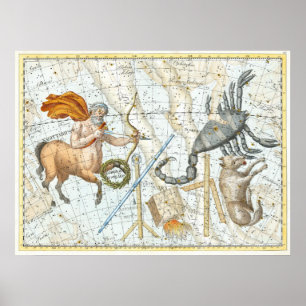 Vintage Celestial Constellations Karta Poster