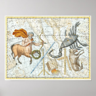 Vintage Celestial Constellations Karta Poster