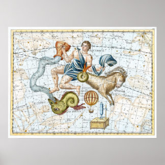 Vintage Celestial Constellations Karta Poster