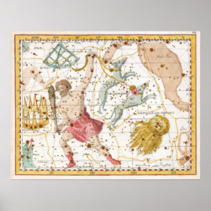 Vintage Celestial Constellations Karta Poster