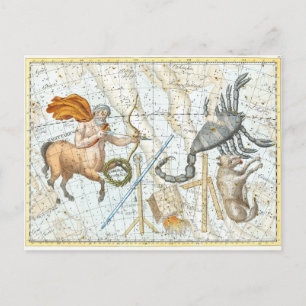 Vintage Celestial Constellations Karta Vykort