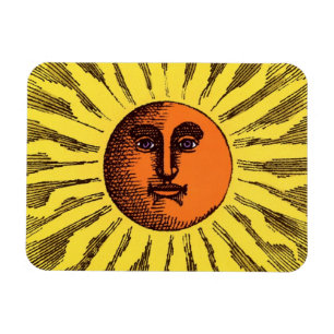 Vintage Celestial Gul Leende Glad Hippie Sol Magnet
