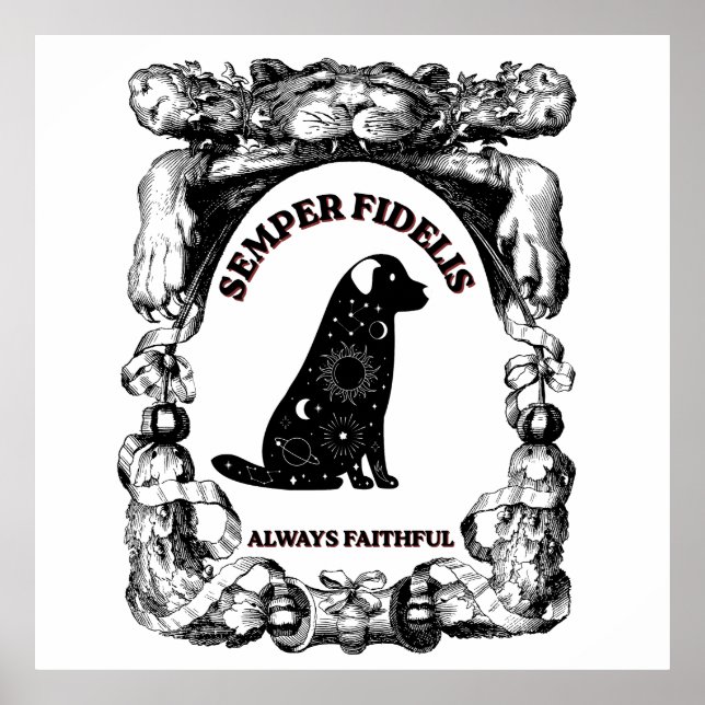 Vintage Celestial hund Semper Fidelis Poster (Framsidan)