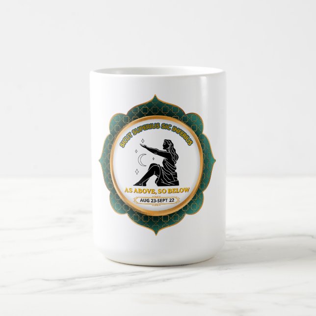 Vintage Celestial Jungfrun Zodiakaffisch Kaffemugg (Center)