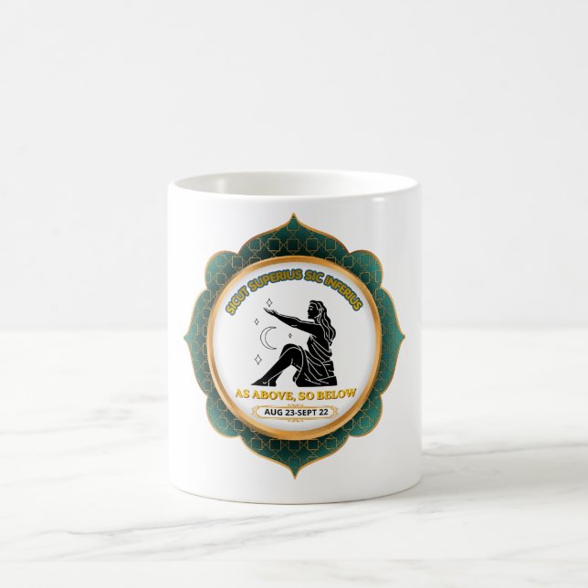 Vintage Celestial Jungfrun Zodiakaffisch Kaffemugg (Center)
