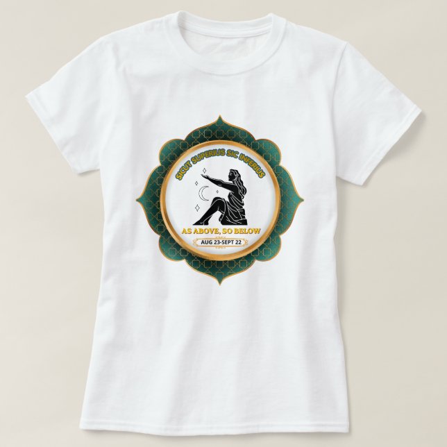 Vintage Celestial Jungfrun Zodiakaffisch T Shirt (Design framsida)
