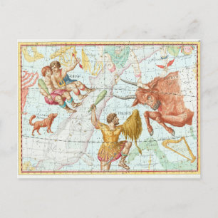 Vintage Celestial Karta Constellations Vykort