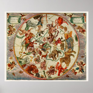 Vintage Celestial Karta Poster
