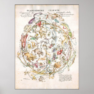 Vintage Celestial Karta Poster