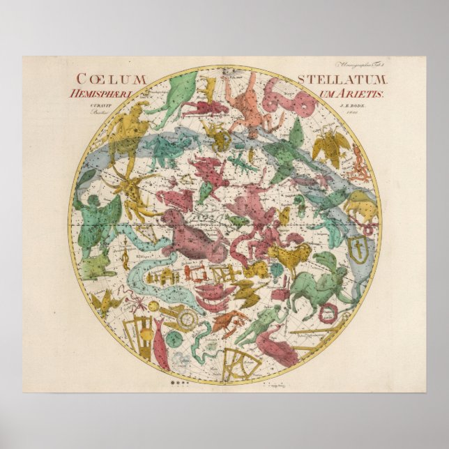 Vintage Celestial Karta Poster (Framsidan)