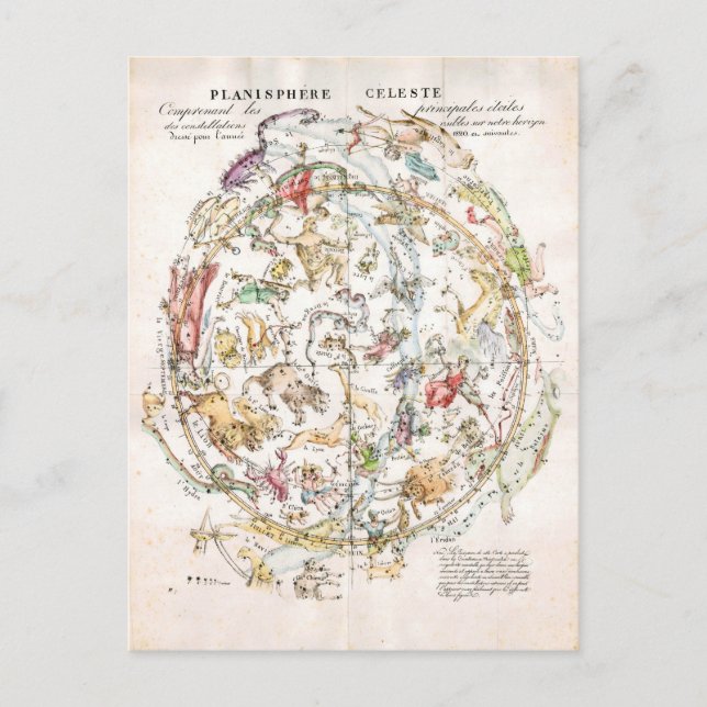 Vintage Celestial Karta Vykort (Framsida)