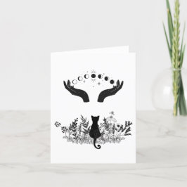 Vintage Celestial Måne Phases Cat Helgkort
