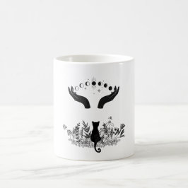 Vintage Celestial Måne Phases Cat Kaffemugg