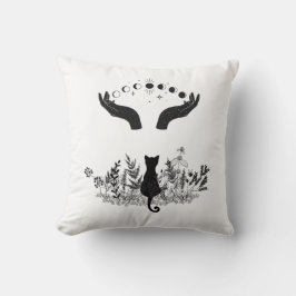 Vintage Celestial Måne Phases Cat Kudde