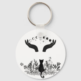 Vintage Celestial Måne Phases Cat Nyckelring